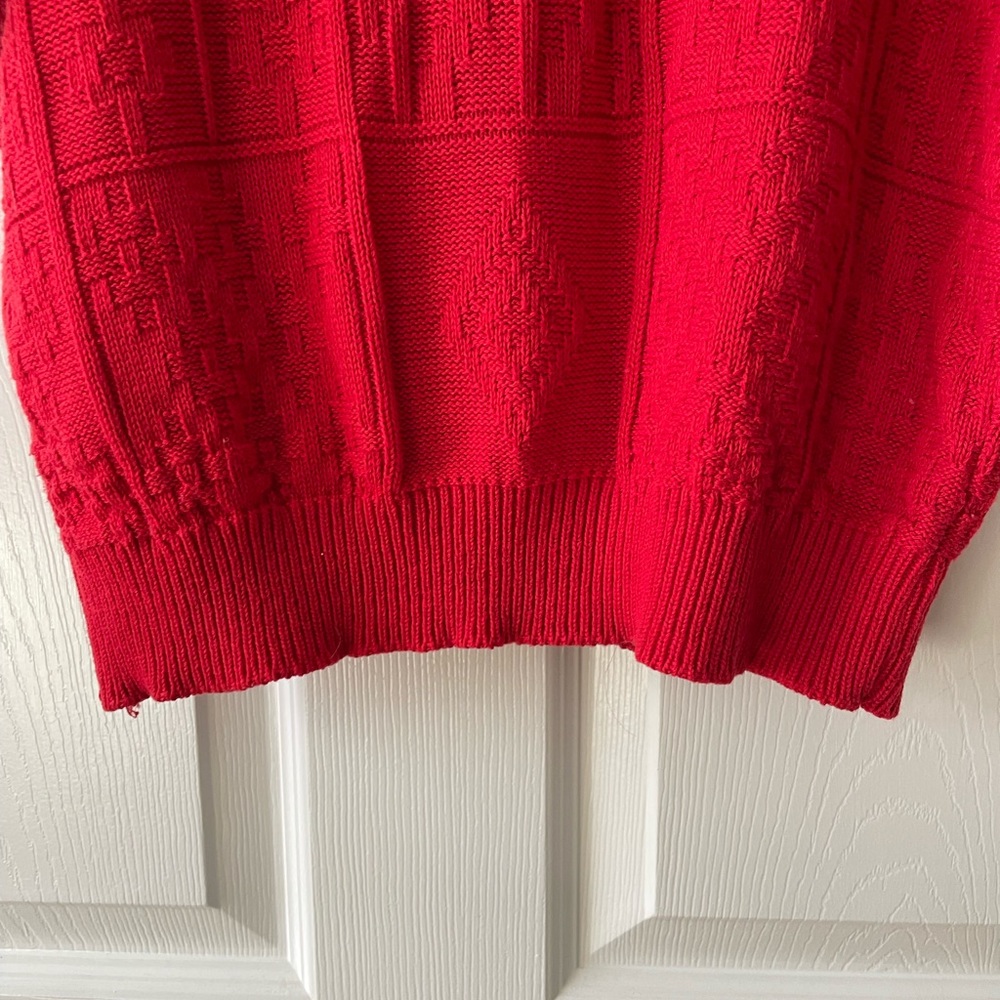 Vintage Alicia Petite Short Sleeve Red Knit Holiday Sweater Womens Small - Picture 7 of 7
